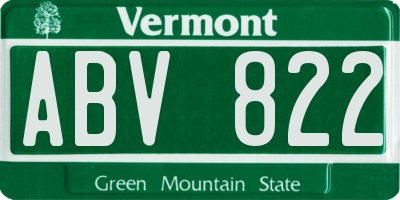 VT license plate ABV822