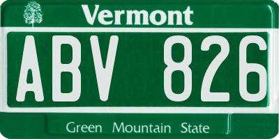 VT license plate ABV826