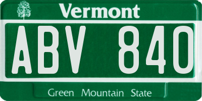 VT license plate ABV840