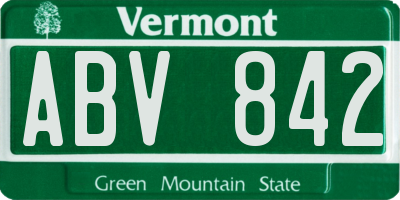 VT license plate ABV842