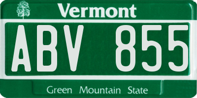VT license plate ABV855