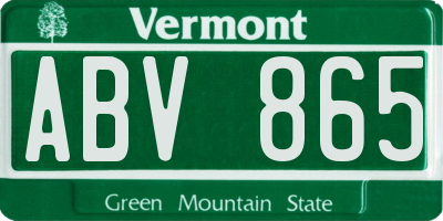 VT license plate ABV865