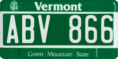 VT license plate ABV866