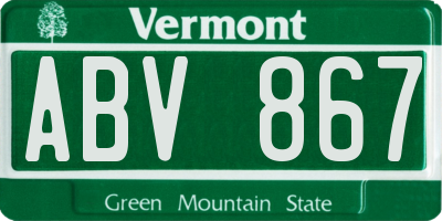 VT license plate ABV867