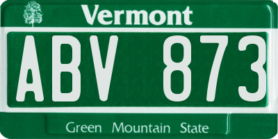 VT license plate ABV873