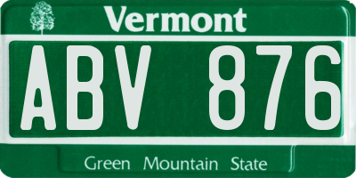 VT license plate ABV876