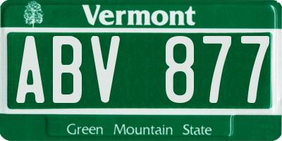 VT license plate ABV877