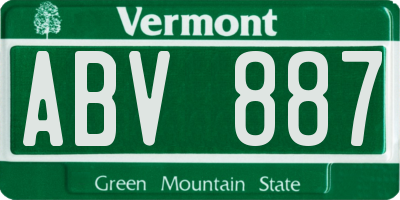 VT license plate ABV887