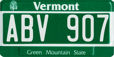 VT license plate ABV907