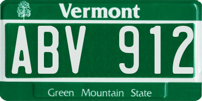 VT license plate ABV912