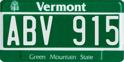 VT license plate ABV915