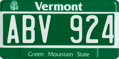VT license plate ABV924