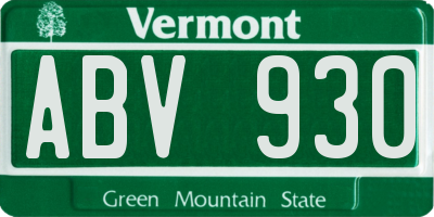 VT license plate ABV930