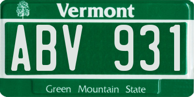 VT license plate ABV931