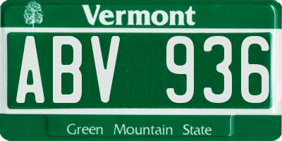 VT license plate ABV936