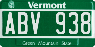 VT license plate ABV938