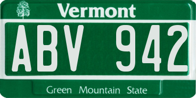 VT license plate ABV942