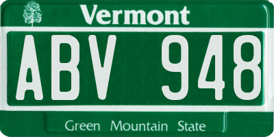 VT license plate ABV948