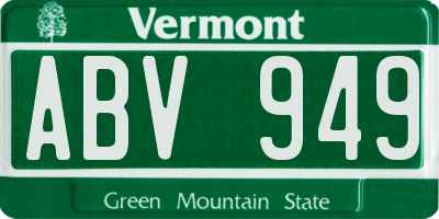 VT license plate ABV949