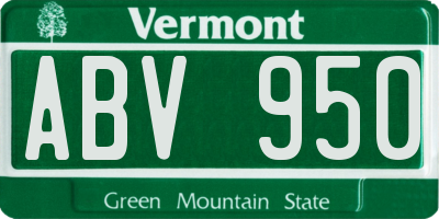 VT license plate ABV950