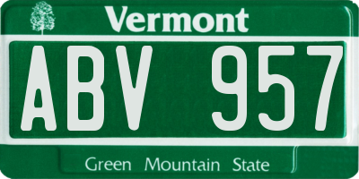 VT license plate ABV957