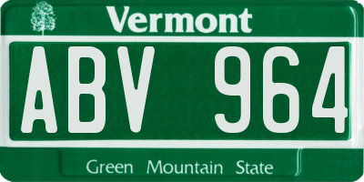 VT license plate ABV964