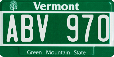 VT license plate ABV970