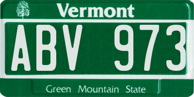 VT license plate ABV973