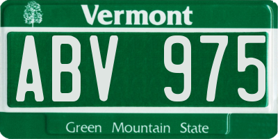 VT license plate ABV975