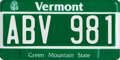 VT license plate ABV981
