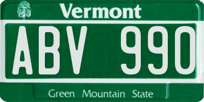 VT license plate ABV990