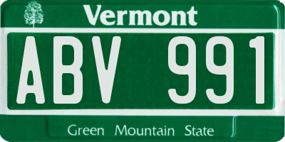 VT license plate ABV991