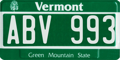 VT license plate ABV993