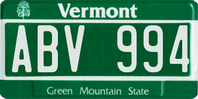 VT license plate ABV994