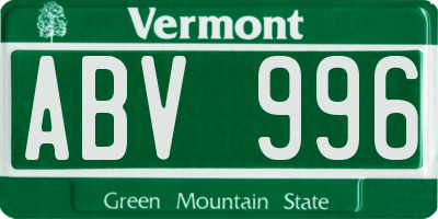 VT license plate ABV996