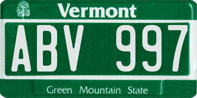 VT license plate ABV997
