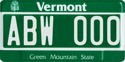 VT license plate ABW000