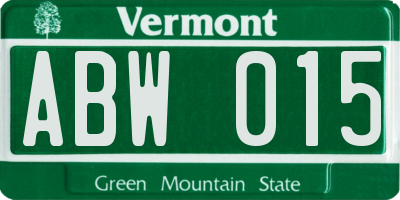 VT license plate ABW015