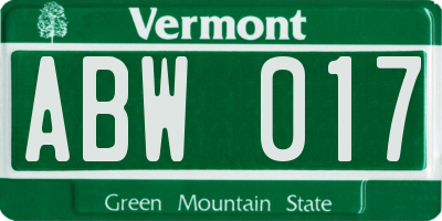 VT license plate ABW017