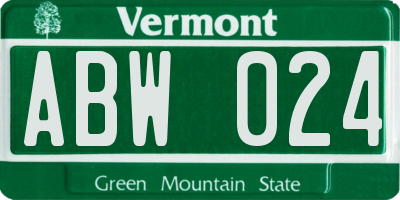 VT license plate ABW024