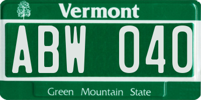 VT license plate ABW040