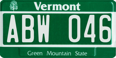 VT license plate ABW046