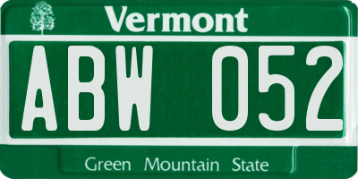 VT license plate ABW052