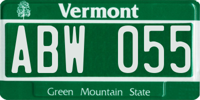 VT license plate ABW055