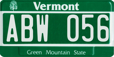 VT license plate ABW056