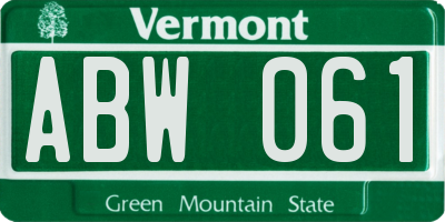 VT license plate ABW061