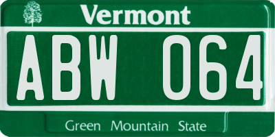 VT license plate ABW064