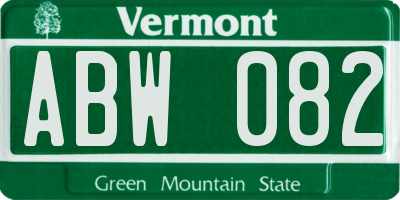 VT license plate ABW082