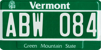 VT license plate ABW084