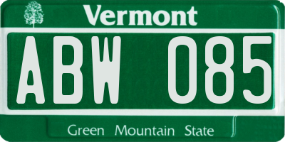 VT license plate ABW085